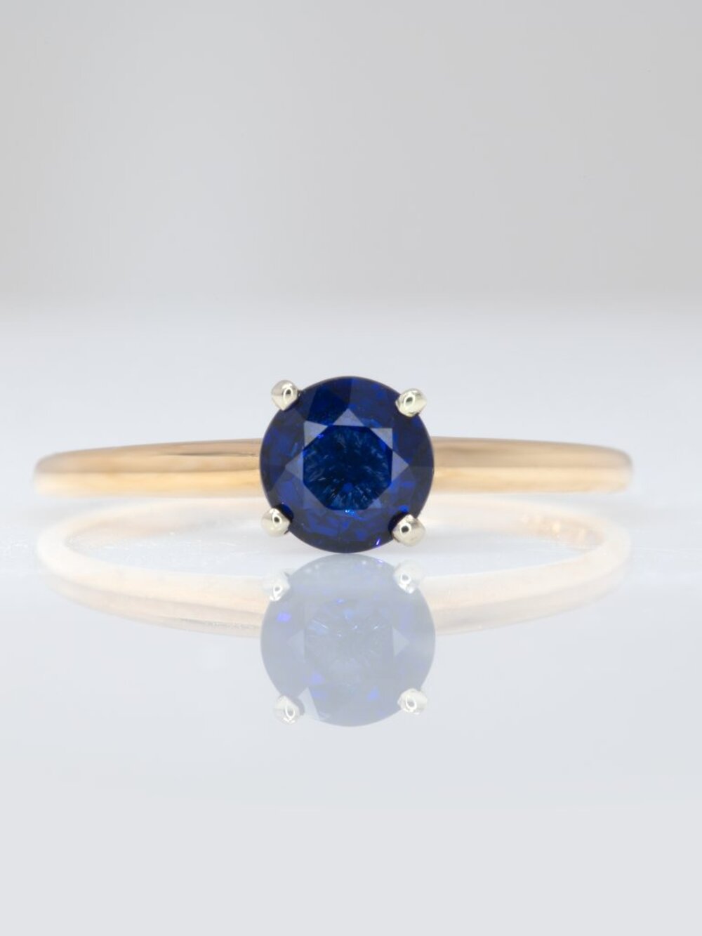 Natural Ceylon Sapphire Solitaire Ring: Solid 14K Gold, 5mm Round  Fine Jewelry